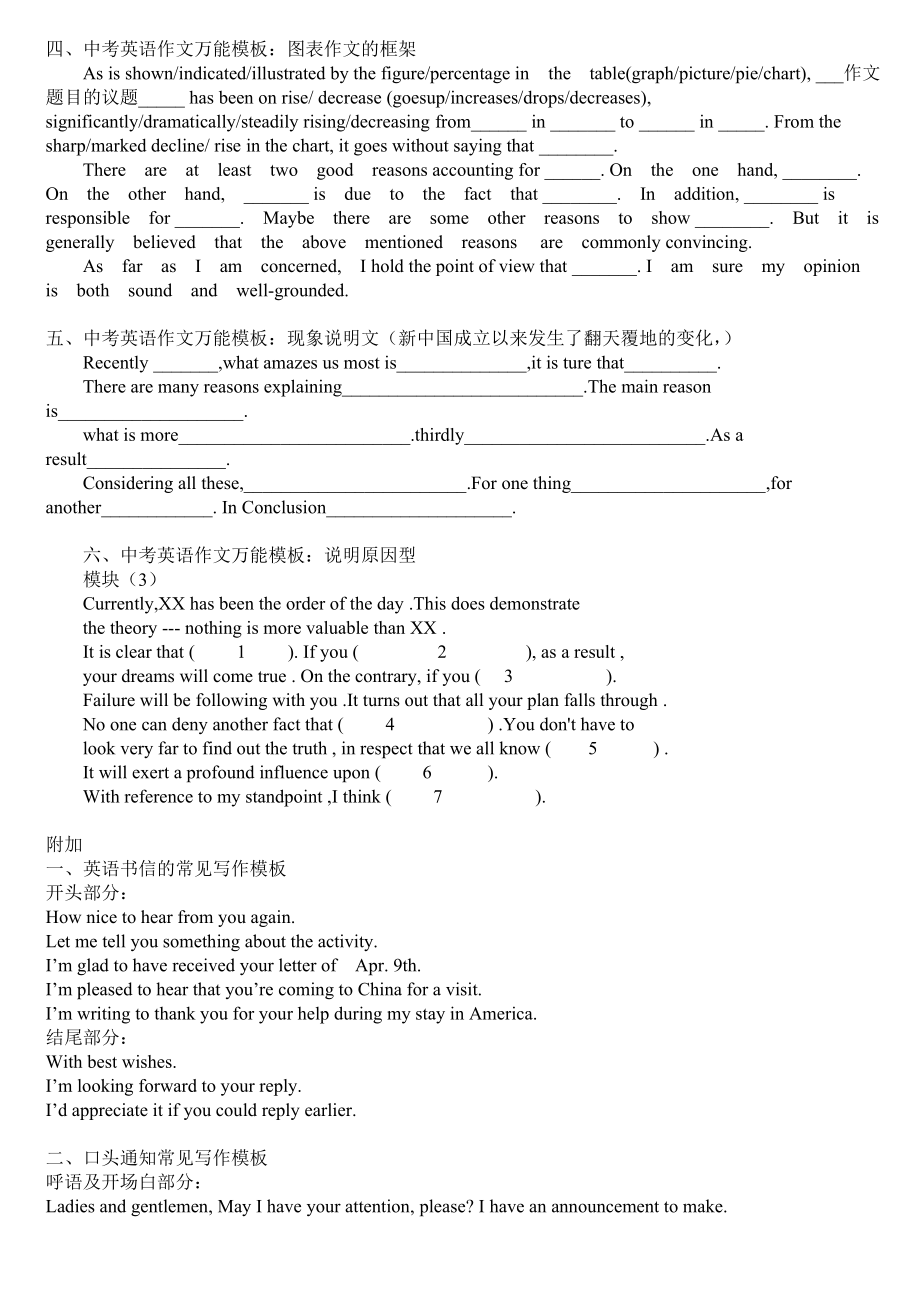 中考英语万能作文模板 (2)_第2页