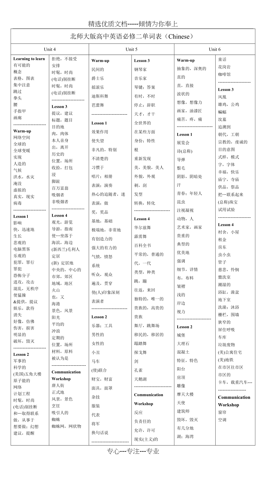 北师大版高中英语必修二单词表(共3页)_第2页