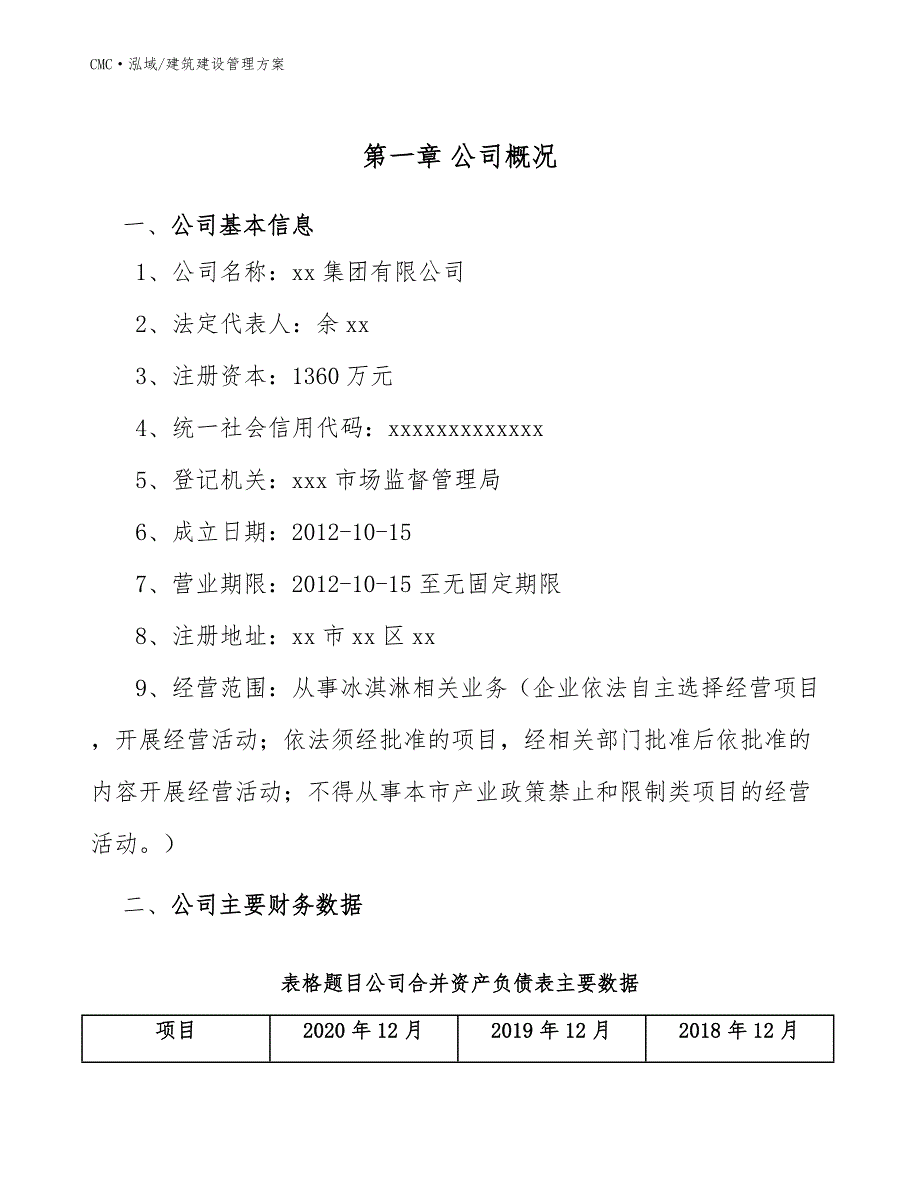 冰淇淋公司建筑建设管理方案（模板）_第3页