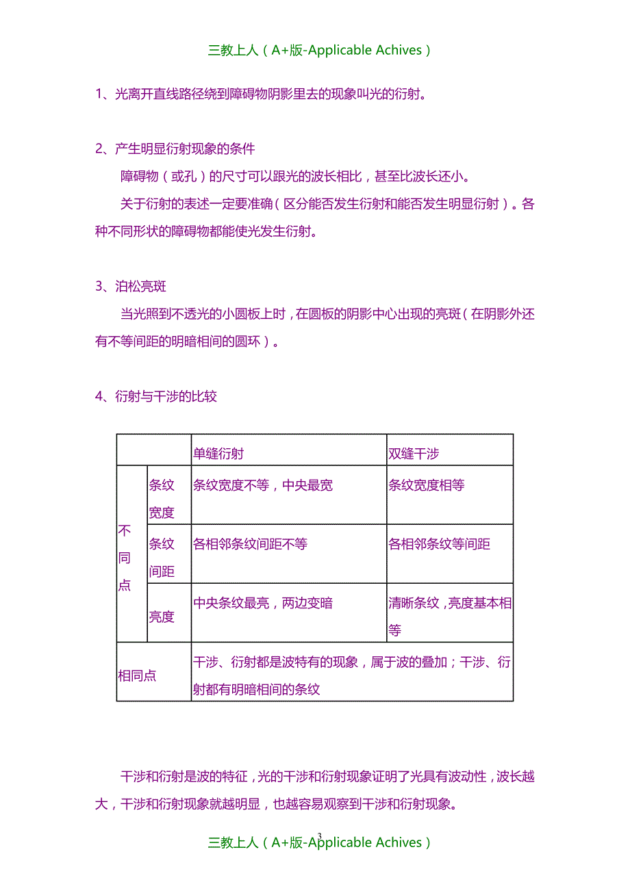 高三物理总复习攻关-知识讲解 光的波动性_第3页