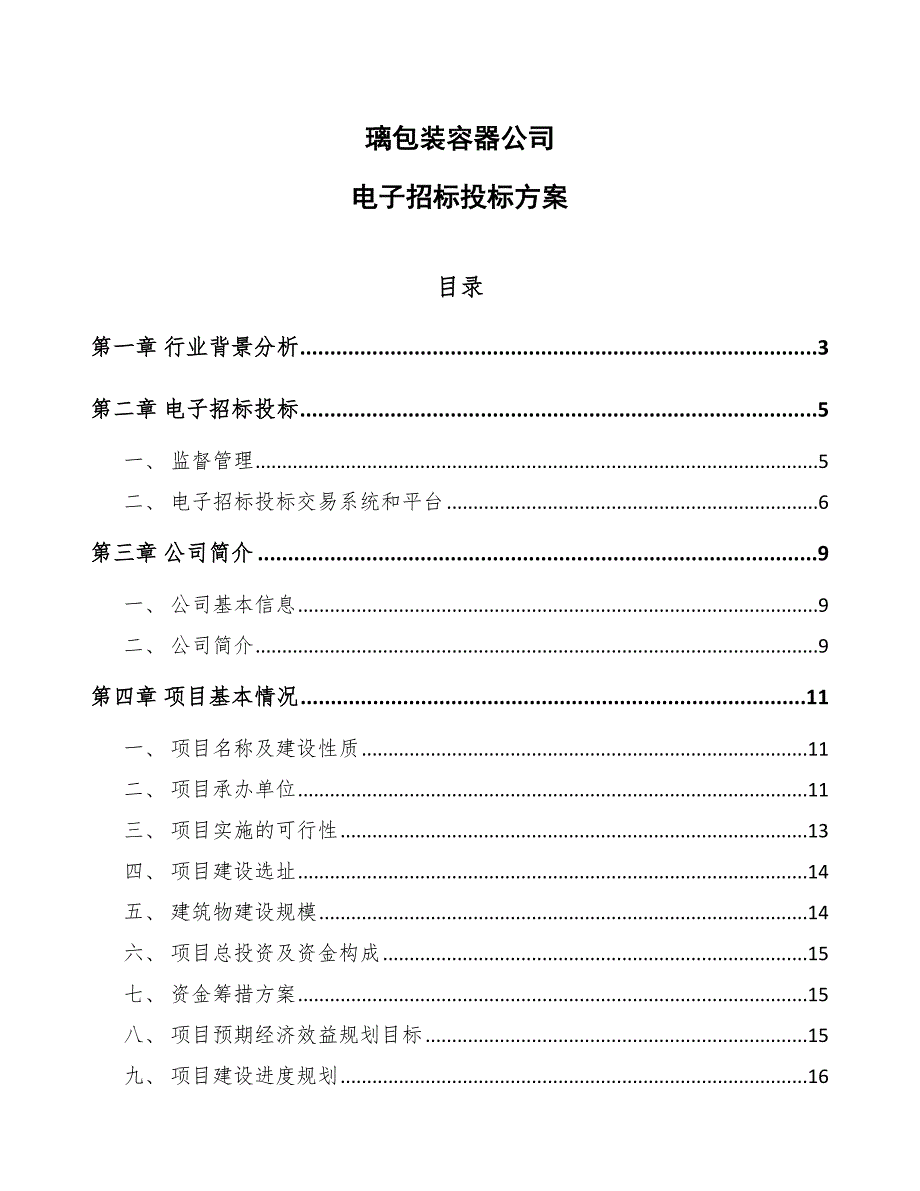 璃包装容器公司电子招标投标方案（模板）_第1页