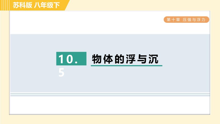 苏科版八年级下册物理 第10章 10.5物体的浮与沉 习题课件_第1页