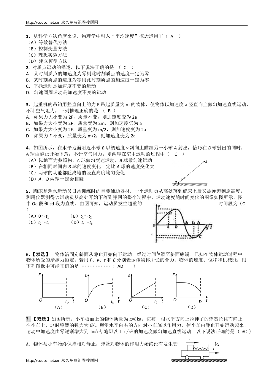 2011年广东高考物理第一轮复习资料3牛顿运动定律（精讲精练、突出思维方法） doc--高中物理_第1页