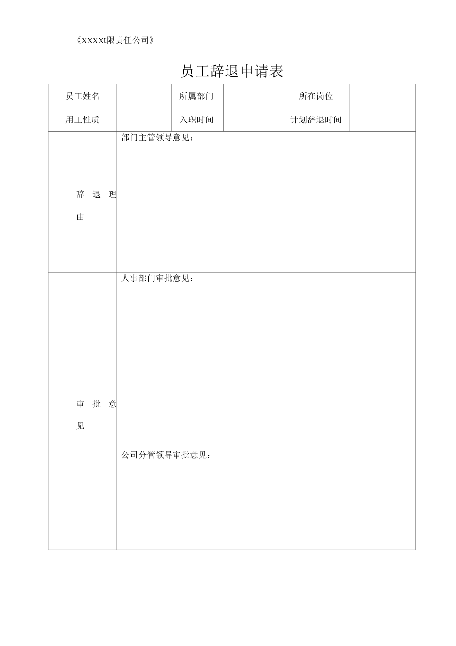 （可编）员工辞退申请表模板_第1页