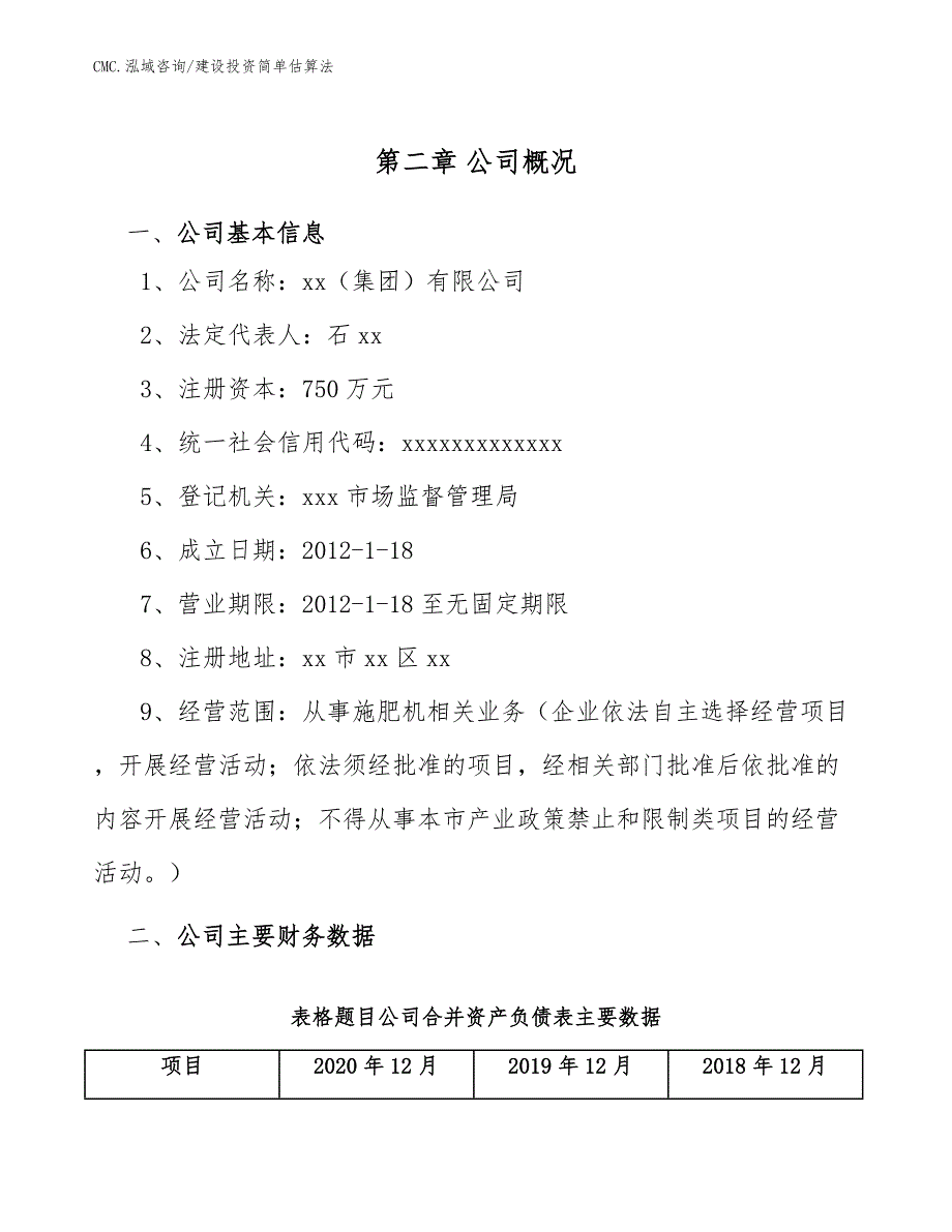 施肥机公司建设投资简单估算法（参考）_第4页