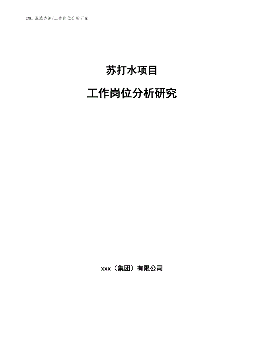 苏打水项目工作岗位分析研究（参考）_第1页