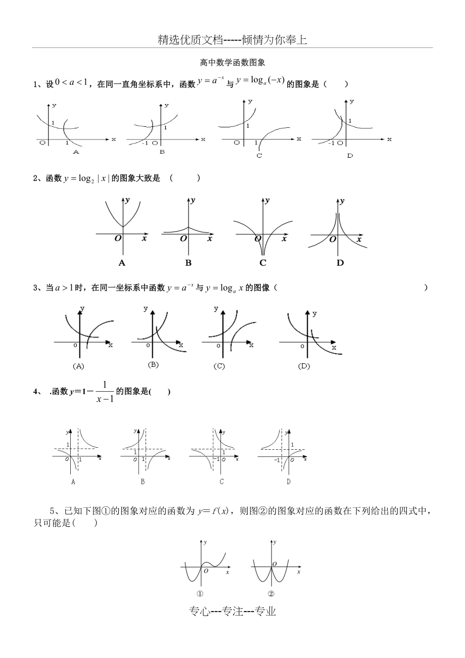 高中数学函数图象专题训练(打印)(共2页)_第1页