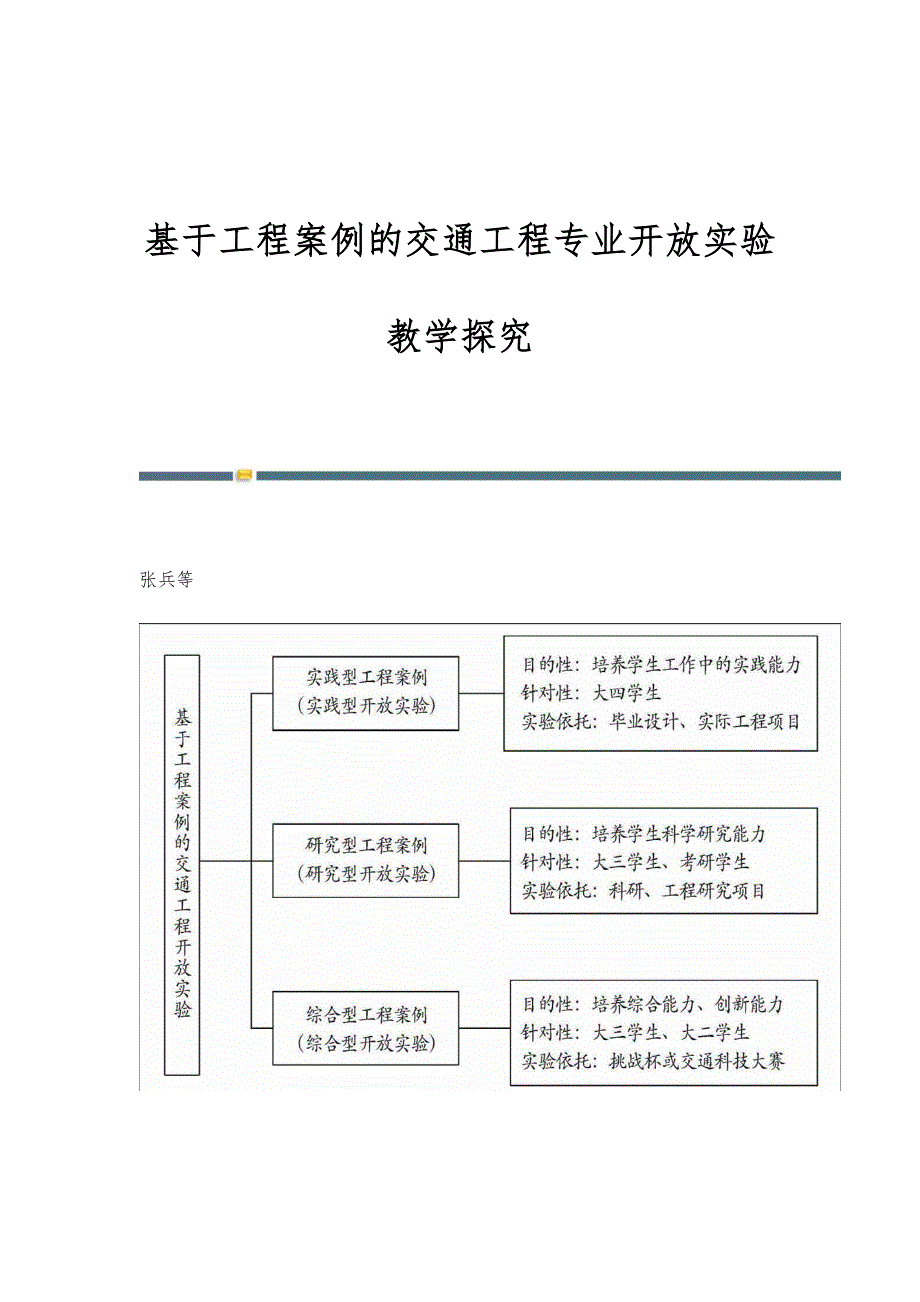 基于工程案例的交通工程专业开放实验教学探究_第1页