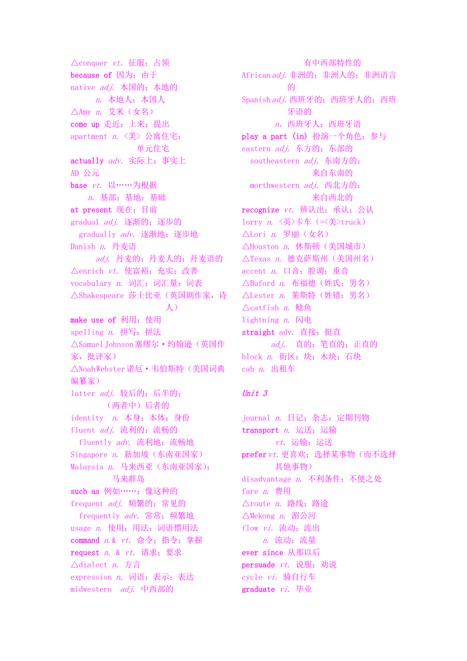 高中英语 词汇表 人教版1-8册_第2页