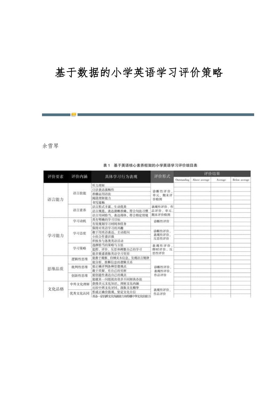 基于数据的小学英语学习评价策略_第1页