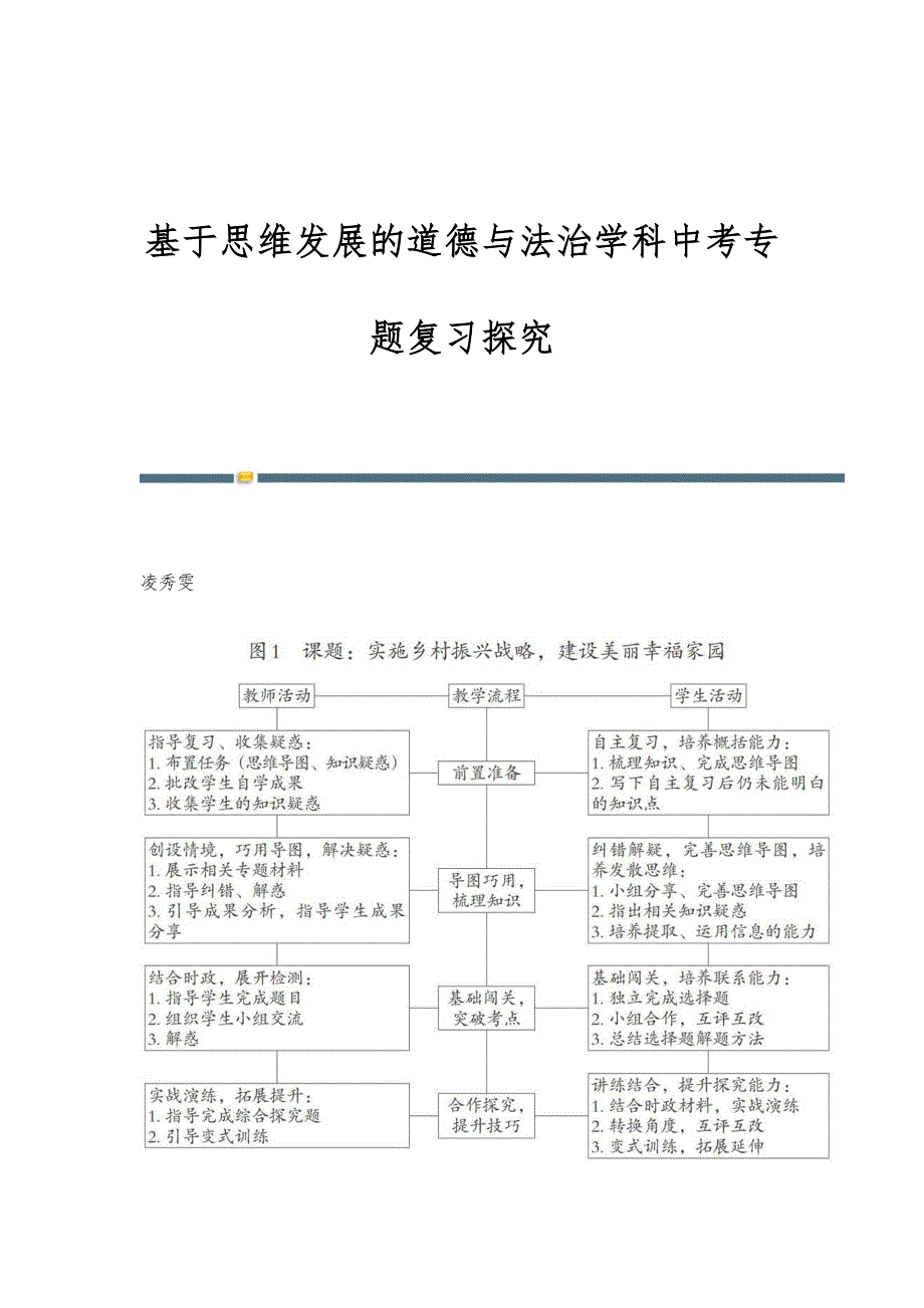 基于思维发展的道德与法治学科中考专题复习探究_第1页