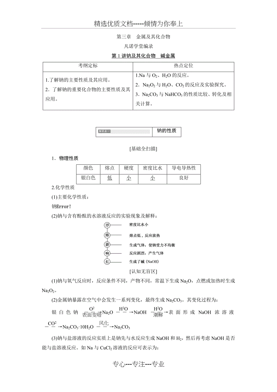 高中化学金属钠及其化合物讲义(共15页)_第1页