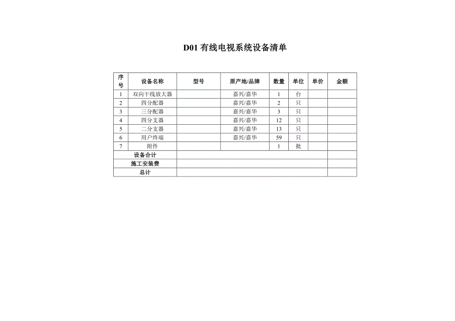 D01综合布线系统设备清单_第3页