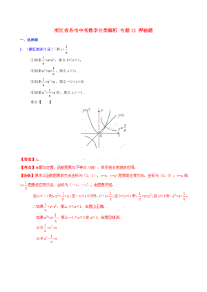（整理版）浙江省各市中考数学分类解析专题12押轴题