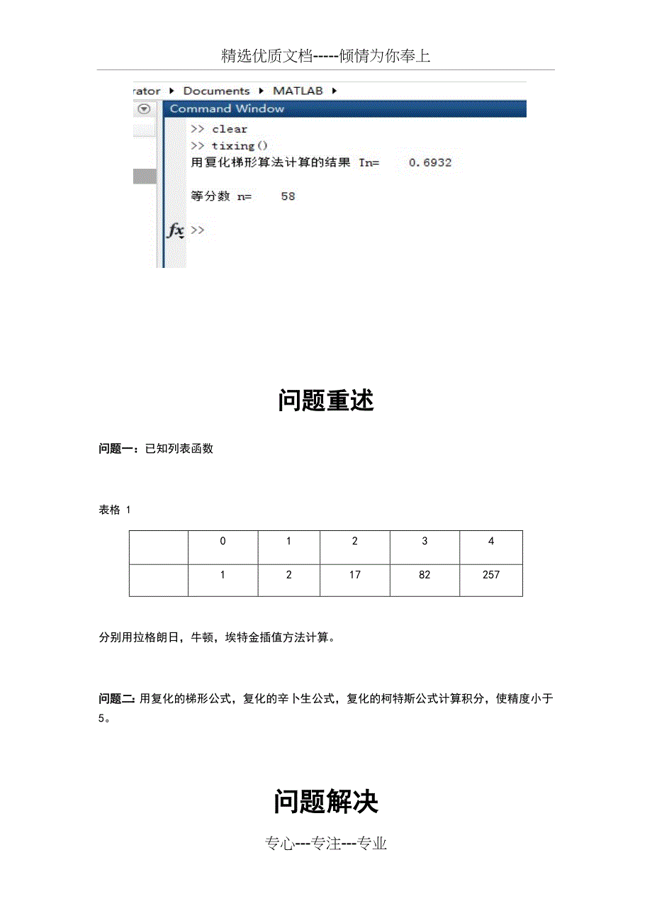 matlab实现数值分析报告插值及积分(共19页)_第2页