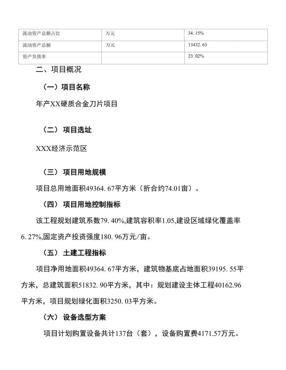 年产XX硬质合金刀片项目投资建设实施方案_第5页