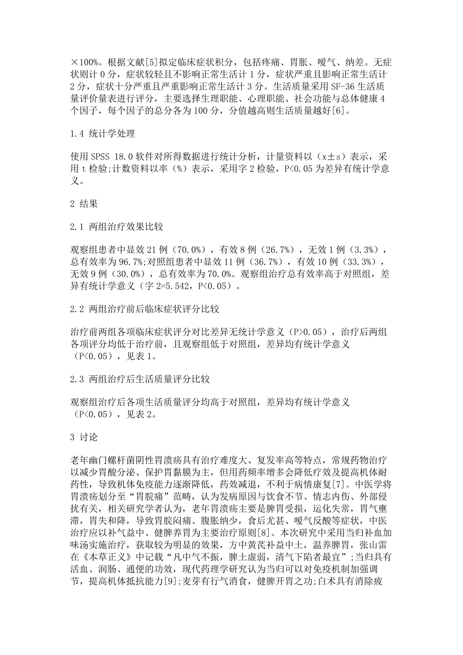 当归补血加味汤治疗老年幽门螺杆菌阴性胃溃疡的临床效果_第4页