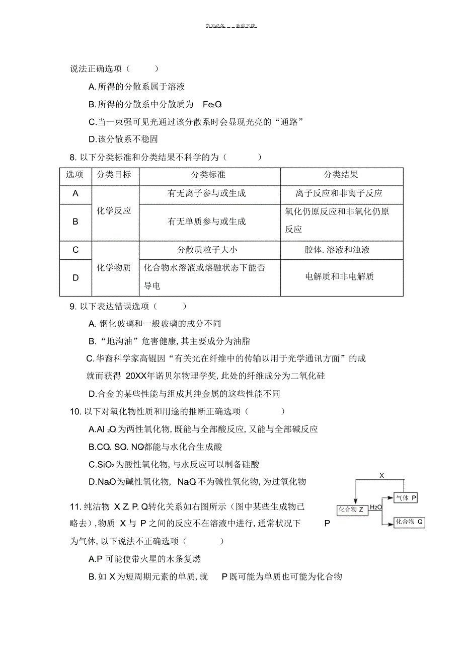 2022年2022年高考复习专题一物质的分类_第2页