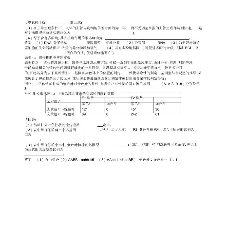 2022年2022年高考生物各类题型答题模板_第5页