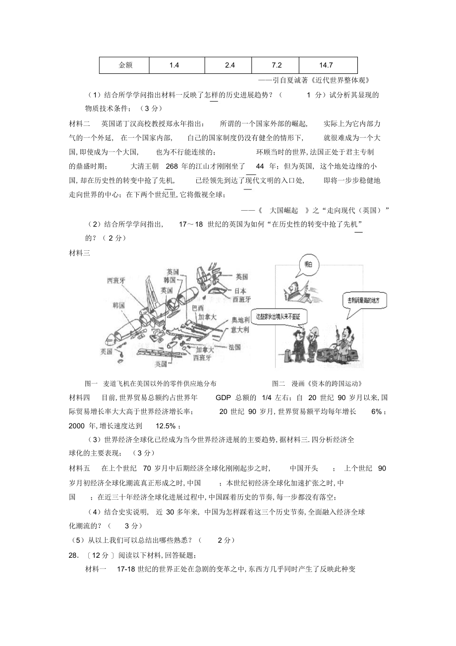 2022年2022年高二学业水平模拟考试历史试题_第3页