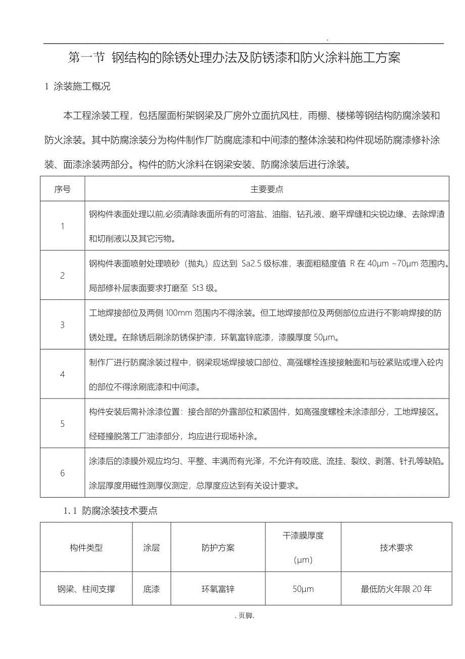 钢筋结构的除锈处理办法与防锈漆和防火涂料工程施工组织设计_第1页