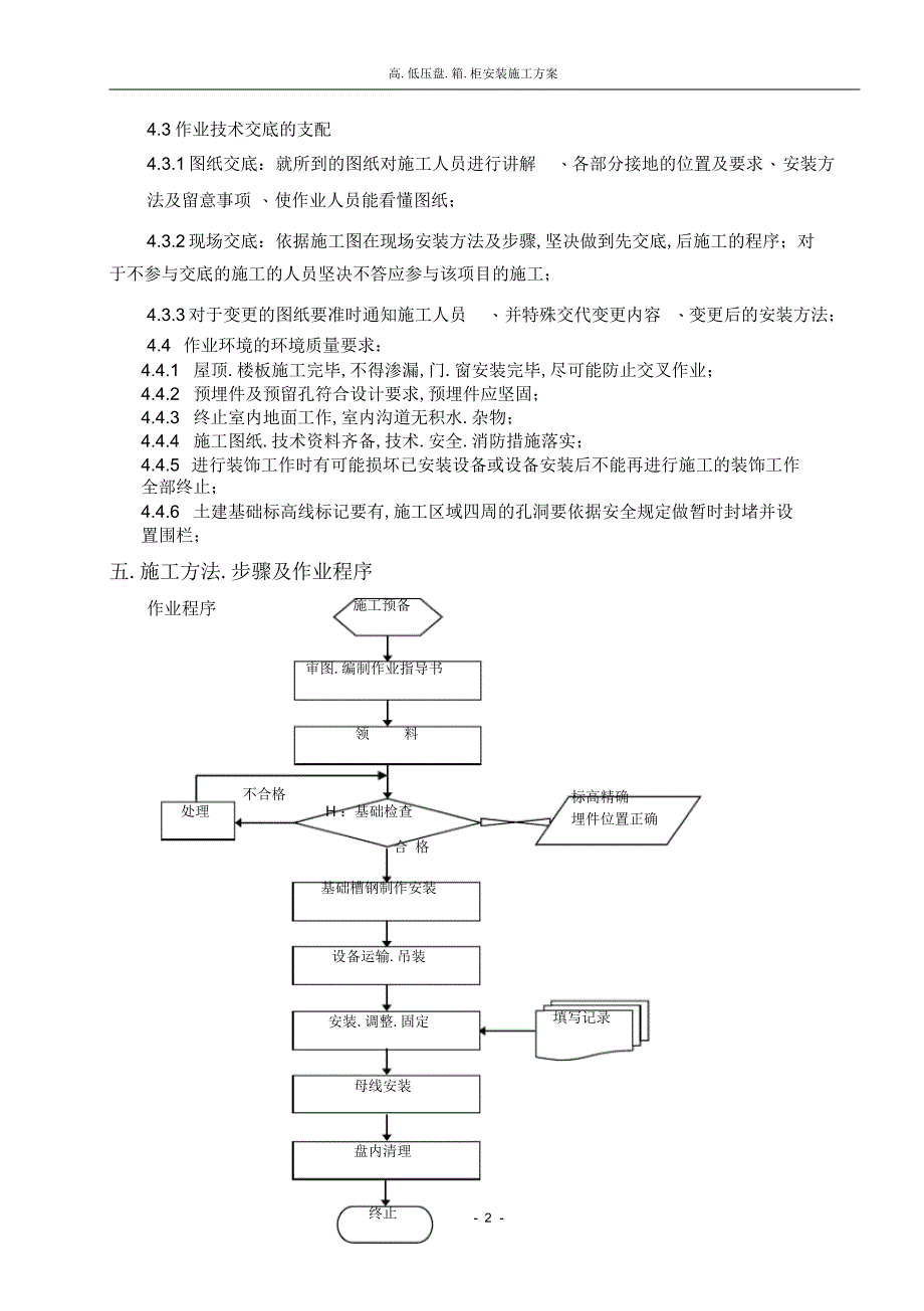 2022年2022年高低压盘箱柜安装施工方案_第2页