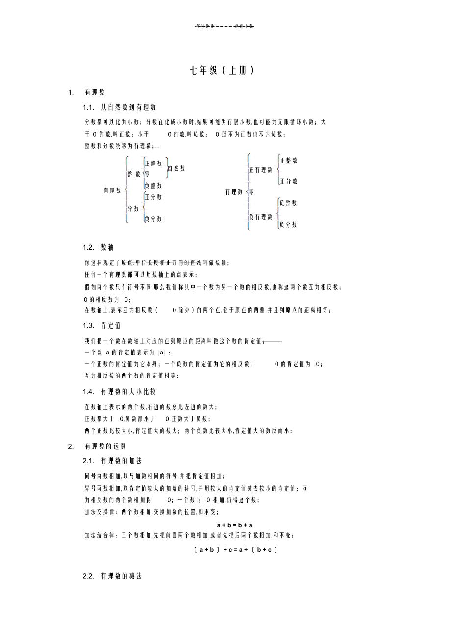 2022年2022年浙教版七年级数学上册知识点汇总_第1页