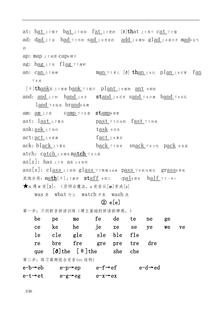 初中单词phonics归类（（全册)总表)_第3页