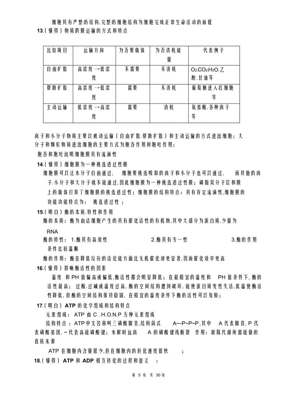 2022年2022年高二生物学业水平测试复习提纲_第5页