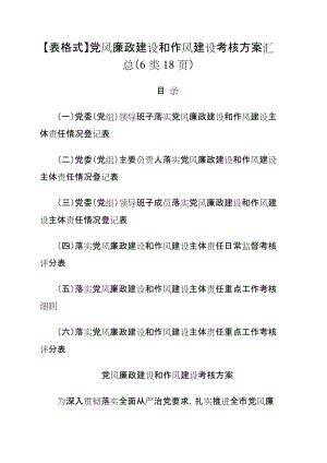 党风廉政建设和作风建设考核方案汇总（6类18页）