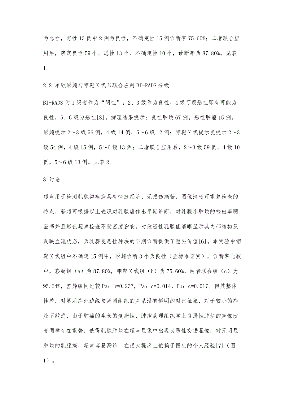 数字化钼靶X线与彩超应用BI-RADS分级诊断乳腺癌的价值比较_第4页