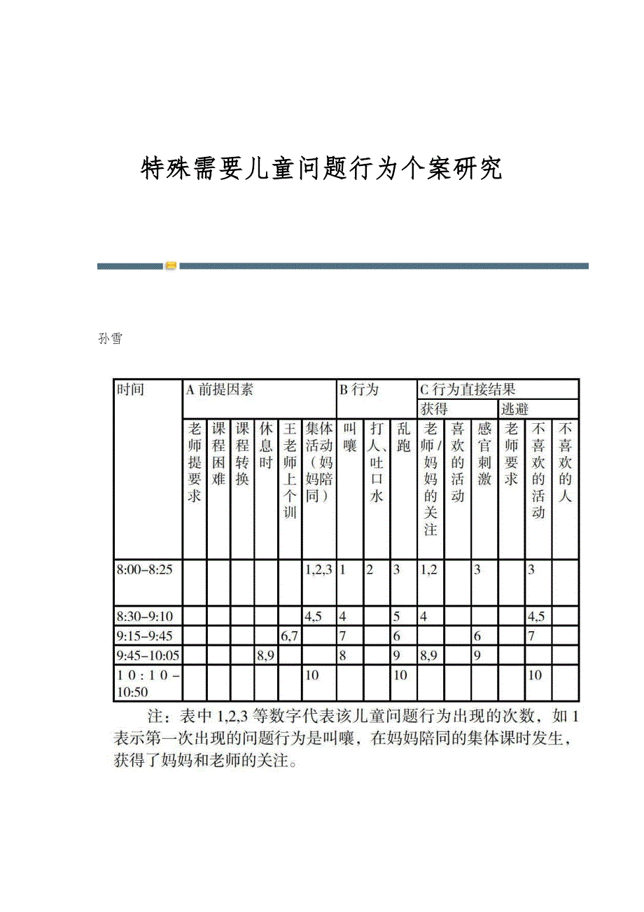 特殊需要儿童问题行为个案研究_第1页