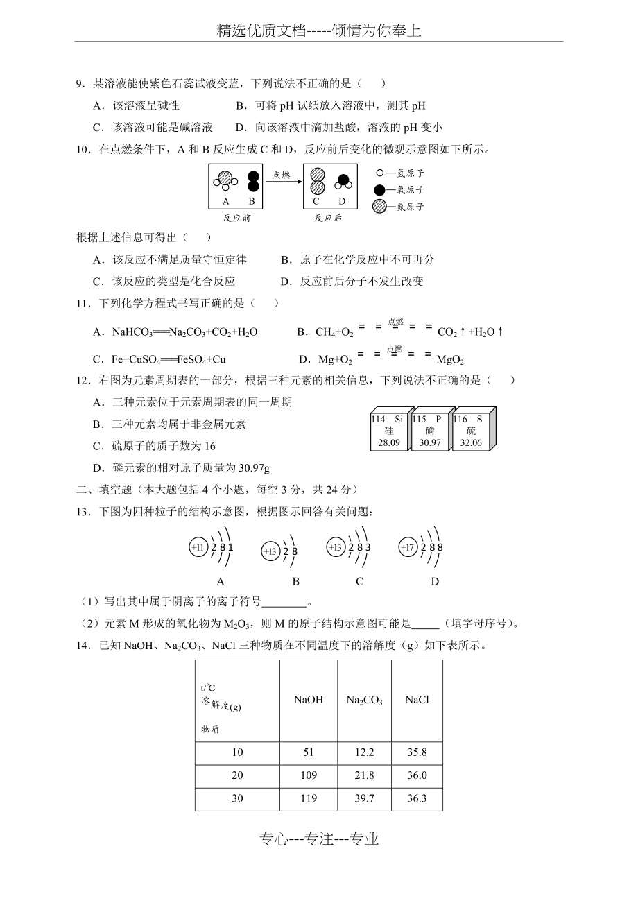 四川省内江市2018年中考化学试题(无答案)(共5页)_第2页