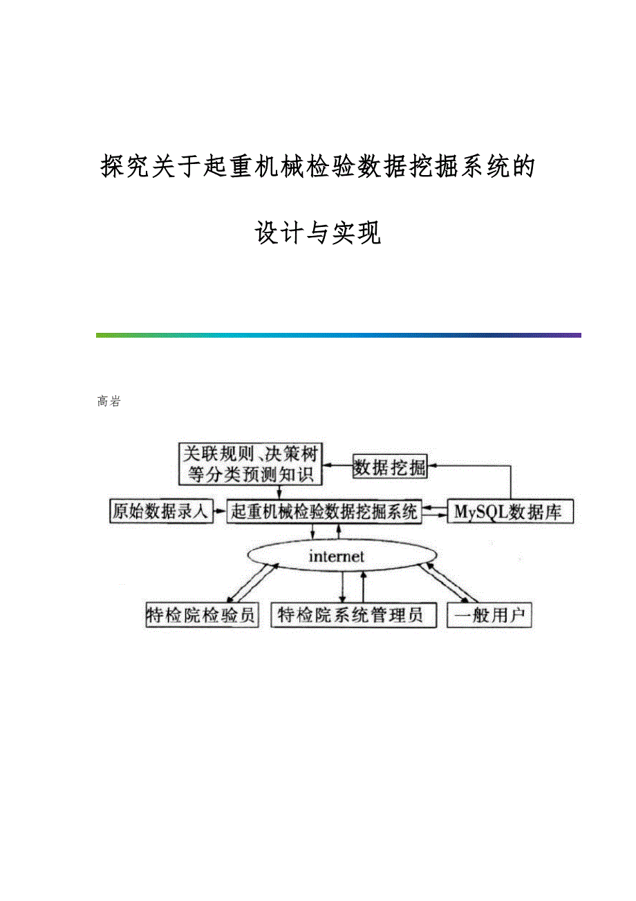 探究关于起重机械检验数据挖掘系统的设计与实现_第1页