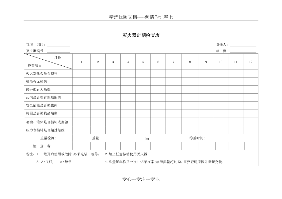 消防栓及灭火器安全检查表格(共3页)_第2页