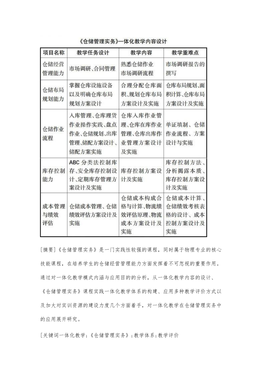 浅析一体化教学在《仓储管理实务》课程中的应用_第2页