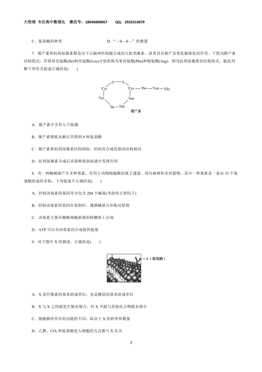 专题专练—细胞中的有机物_第3页