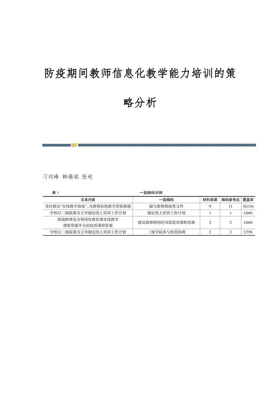 防疫期间教师信息化教学能力培训的策略分析_第1页