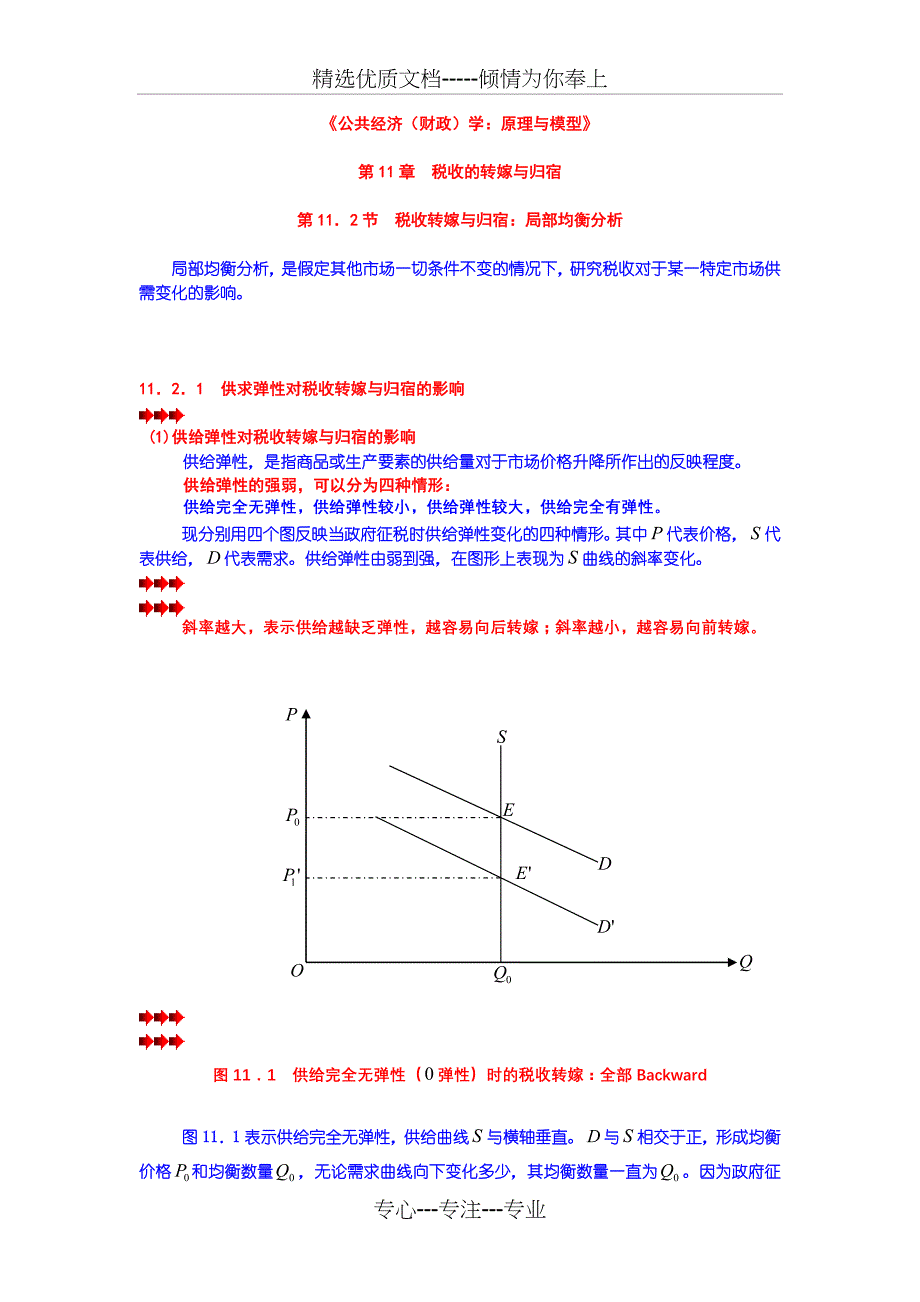 第11章税收的转嫁与归宿第02节税收转嫁与归宿局部均衡分析(共13页)_第1页