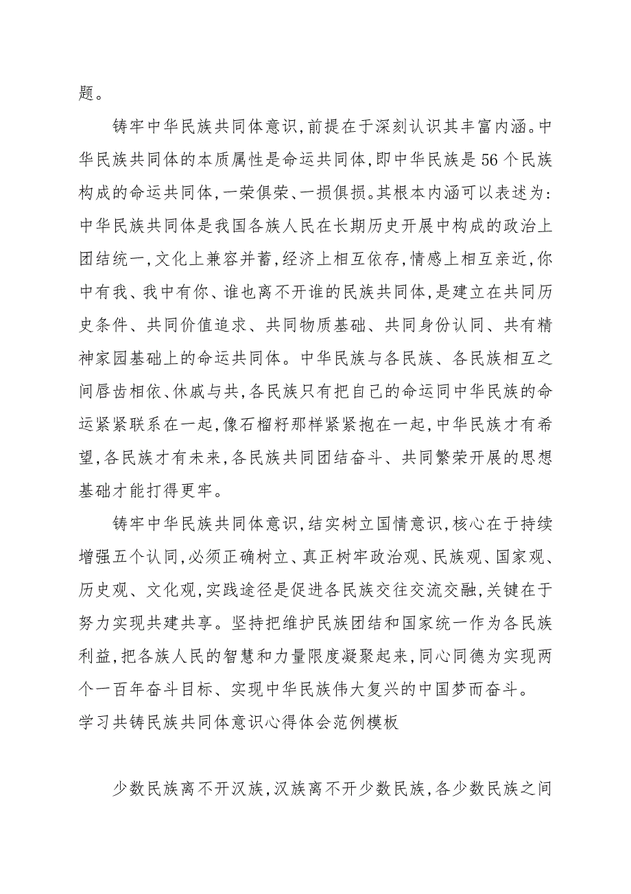 学习共铸民族共同体意识心得体会范例模板_第3页