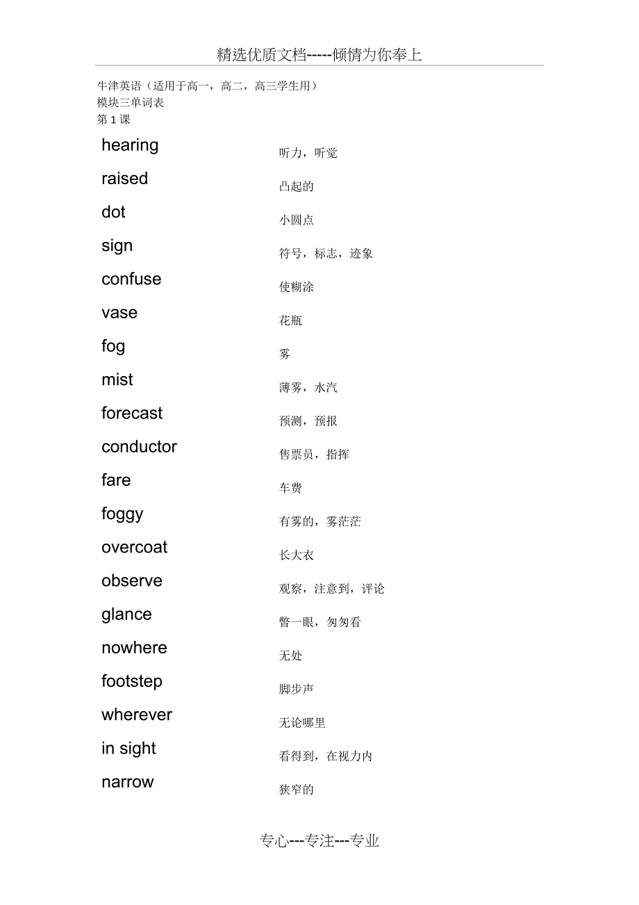 牛津英语模块三单词表(共12页)_第1页