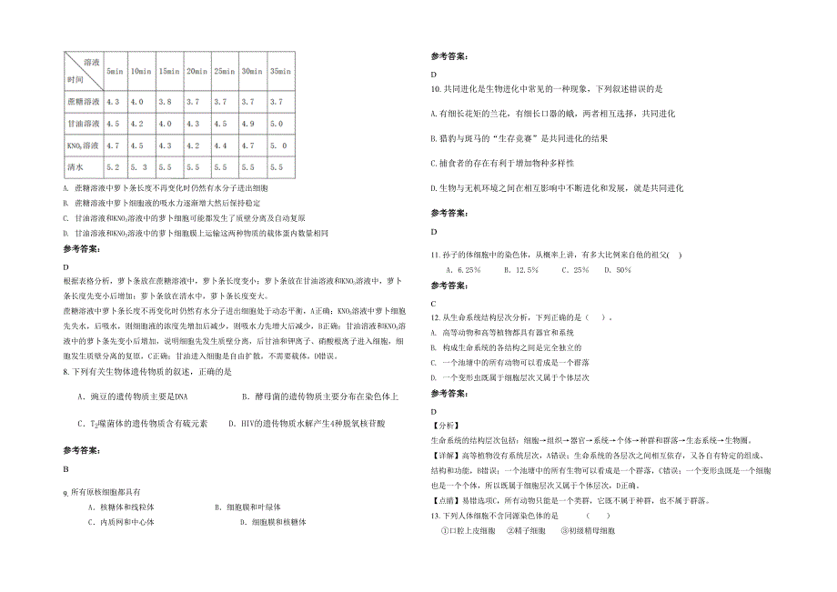 2021年安徽省宿州市马场中学高一生物月考试卷含解析_第2页