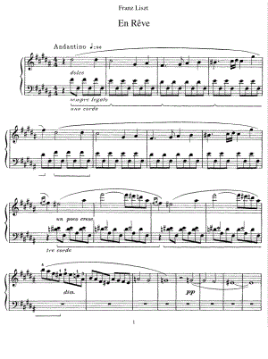 (李斯特)En Reve 原版 五线谱 钢琴谱 正谱