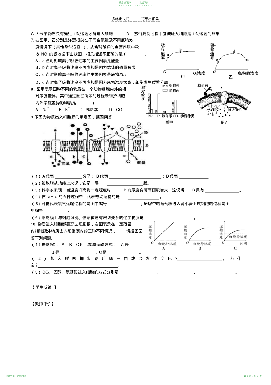 《物质跨膜运输的方式》学案_第4页