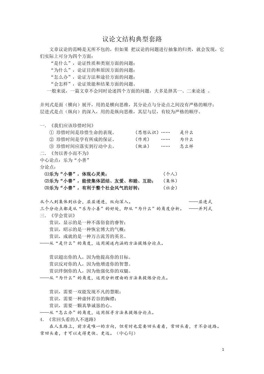 2020高考议论文结构典型套路_第1页