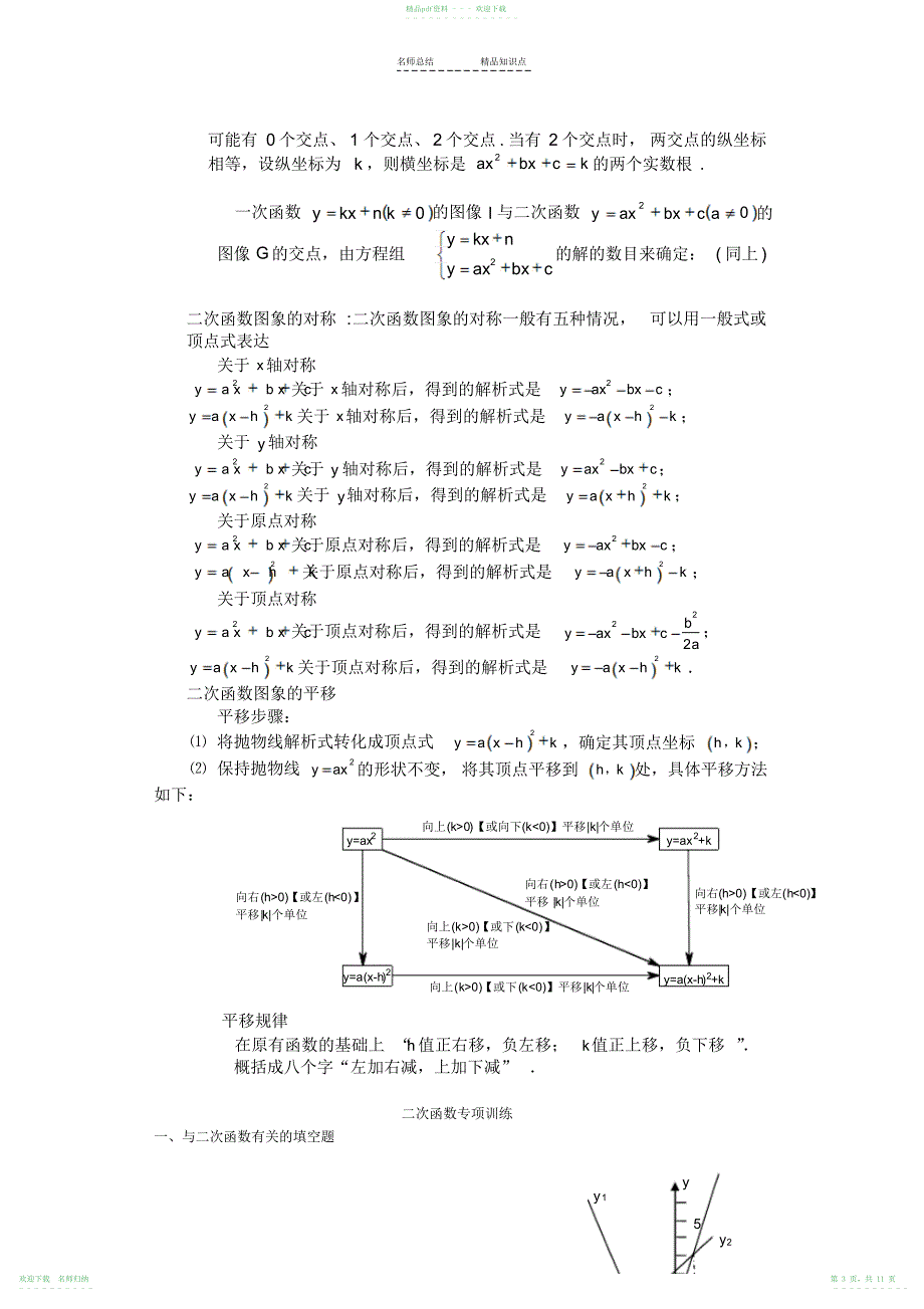 人教版九年级数学下二次函数最全的中考二次函数知识点总结_第3页