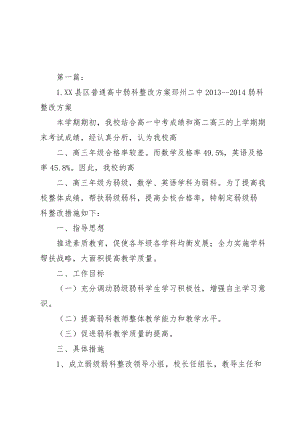 1.XX县区普通高中弱科整改