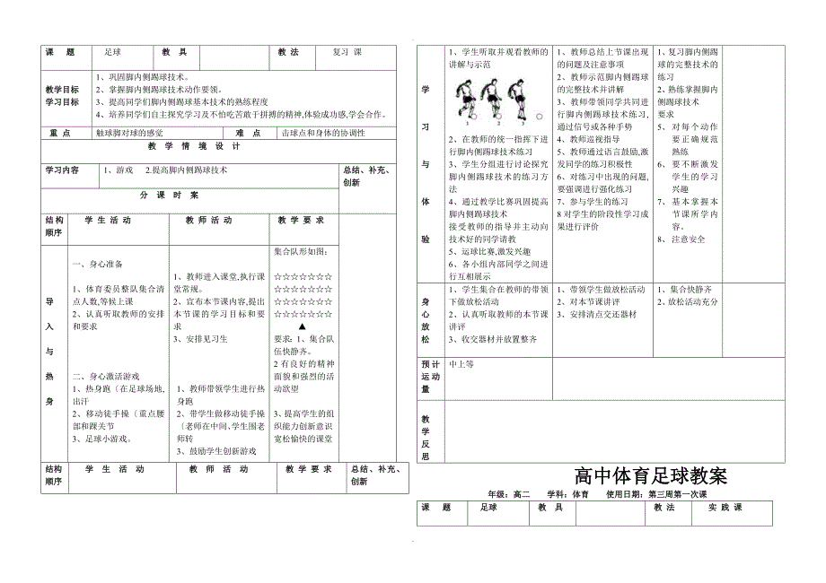 高中体育教学案足球_第2页