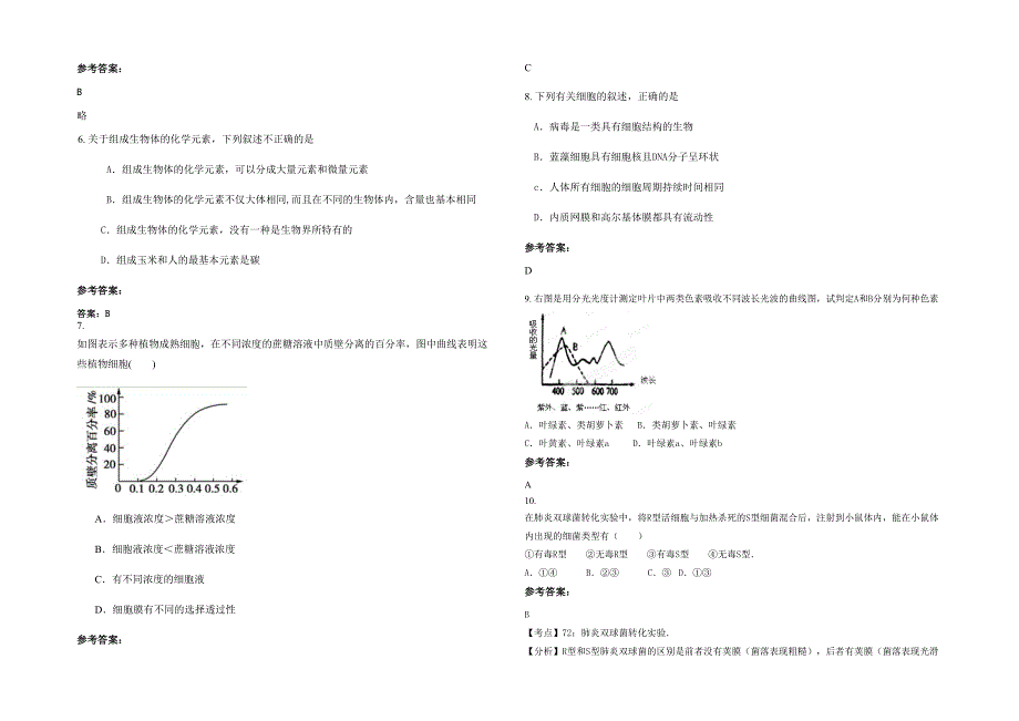 辽宁省丹东市东港第二职业中学2020-2021学年高一生物联考试卷含解析_第2页