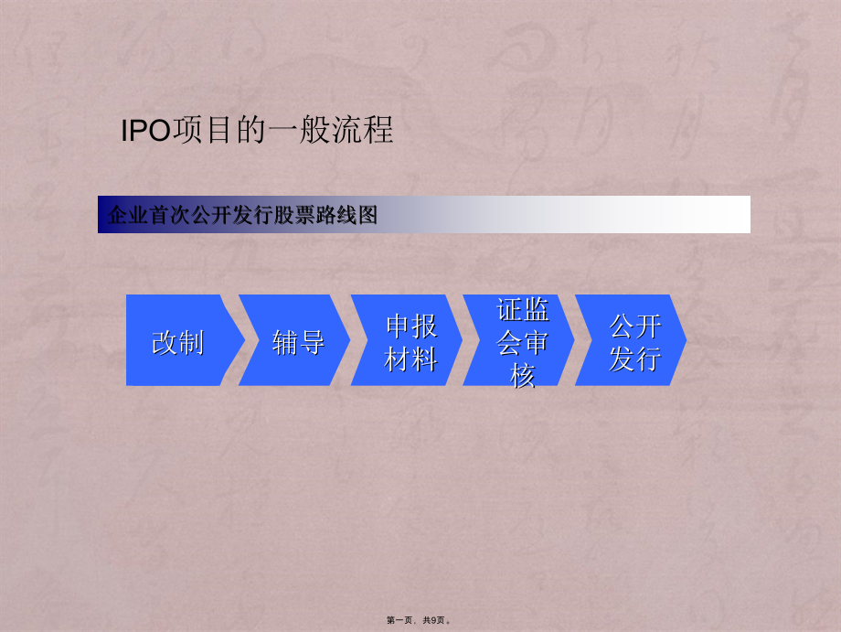 IPO项目流程及申报材料的制作_第1页